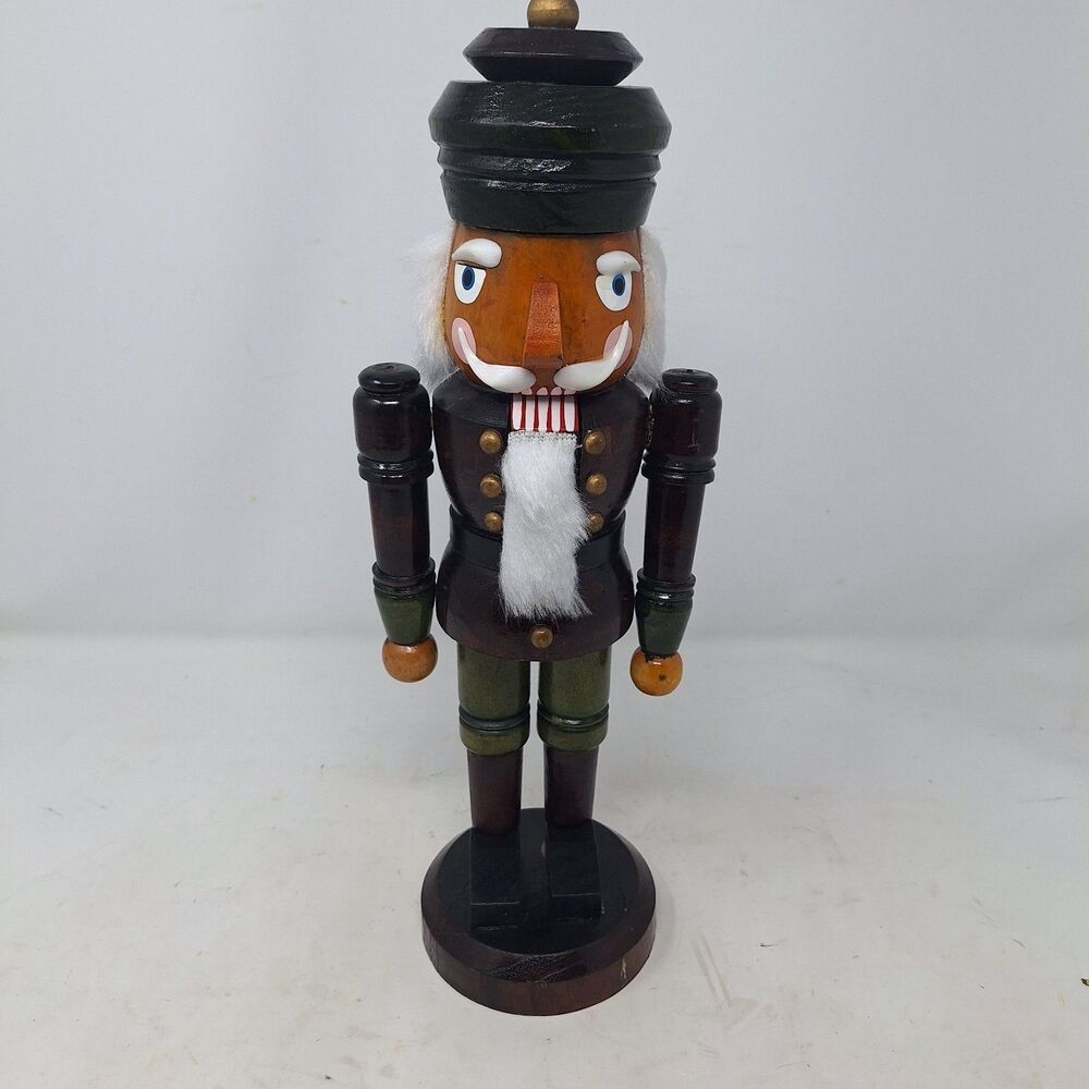 Wooden Nutcracker 14 Inch Christmas Doll Soldier Hand Painted Holiday Decoration